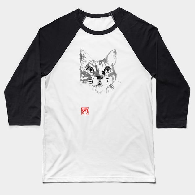 cat face Baseball T-Shirt by pechane